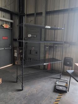 Black Wire Shelving Unit on Casters