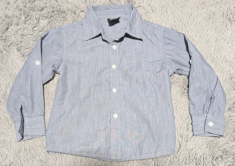Size 4T Toddler Boys Striped Shirt Casual Long Sleeve Blue