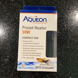Aqueon Preset Heater for 20 Gallon Aquarium Fish Tank Submersible Thermostat 50W