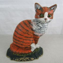 Cast Iron Doorstop Vintage Orange Ginger Cat 7 lbs



