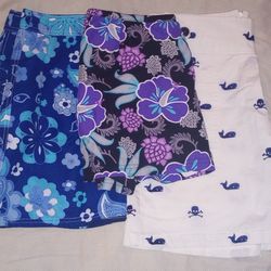 3 Short Skirts Beach Summer Whale Pirate Skull Tropical Flowers W Sm