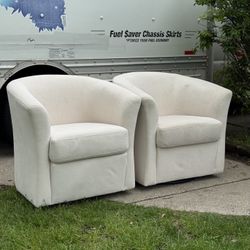 Modern White Barrel Accent Chairs