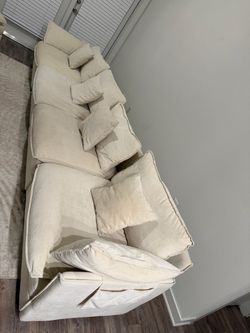 Large Cream Fabric Sectional Sofa