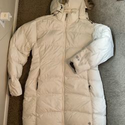 MOUNTAIN HARDWEAR Women Duck Down Jacket Coat Hooded Ivory Winter  