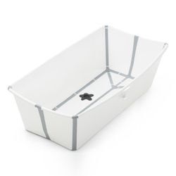 Stokke Flexi Bath X-Large Bundle, White - Spacious Baby Bathtub + Newborn Support - Lightweight, Foldable & Easy to Store - Best for Ages 0-6