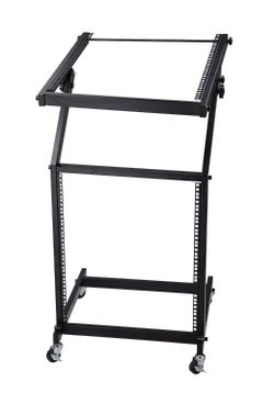 19in 12U Space Rolling Audio Mixer Stand Cart Rack Mount DJ Mixer Stand ...