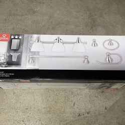 Globe Electric 3-Light Vanity, 5 Piece Brushed Steel Finish