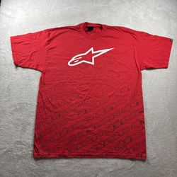 Y2K AlpineStars Shirt Men’s XL Red Logo Graphic T Shirt Grunge Motorcross NEW