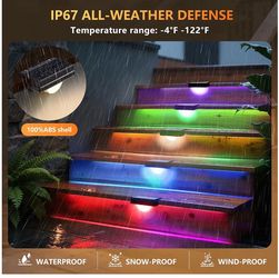 Solar RGB Outdoor Step Lights set of 8 new tested and works