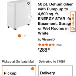 Vissani Dehumidifier 