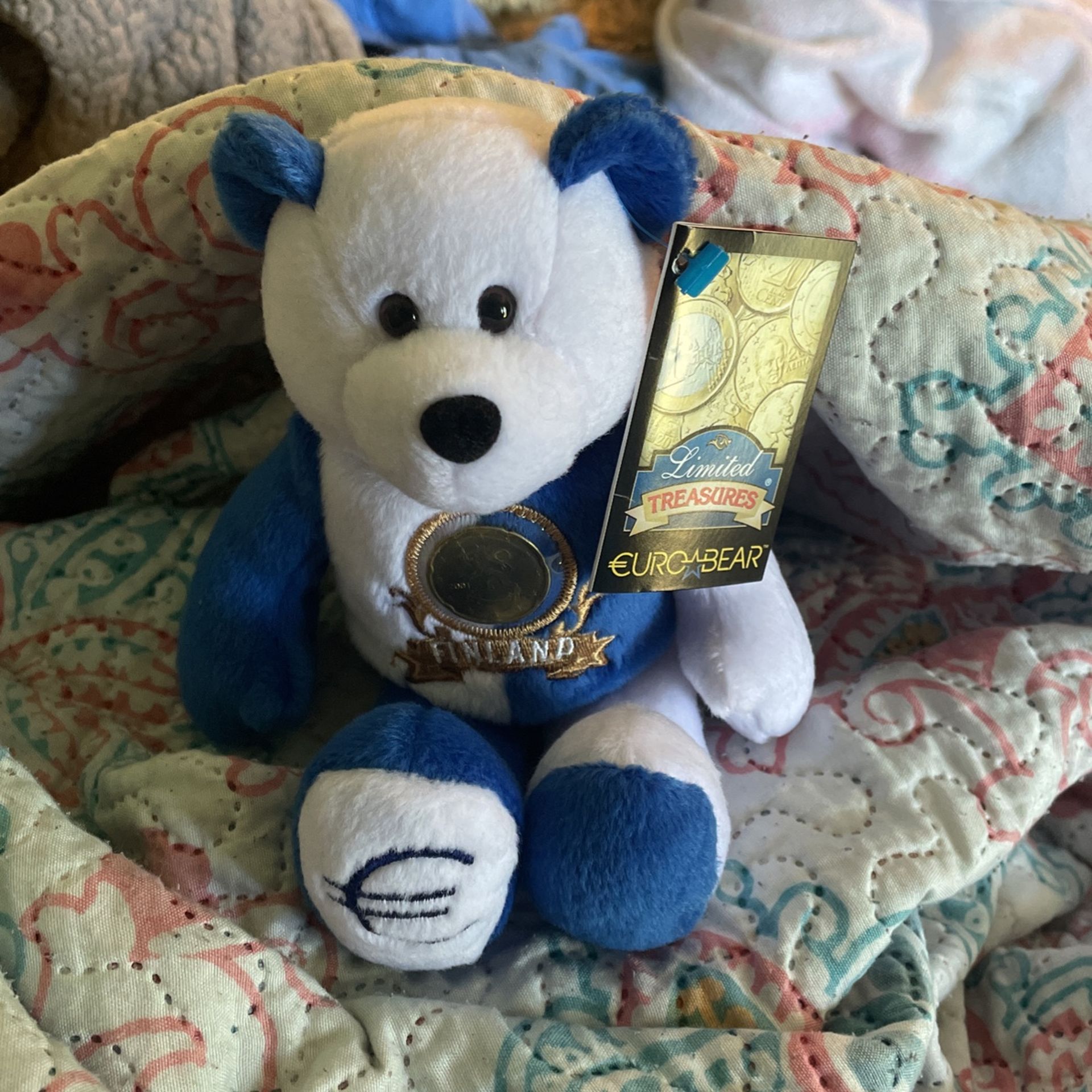 EURO BEAR finland Euro Coin Bear Plush Collectible Limited Treasures
