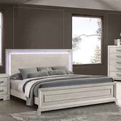 E.king Size Led Light Bed W Orthopedic Mattress Included 