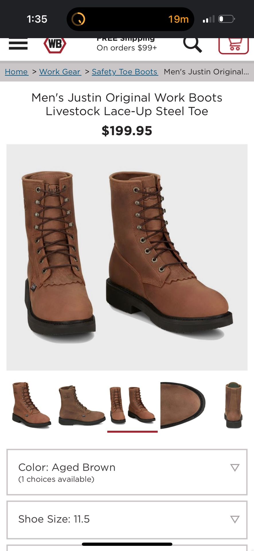 New justin original Work Boots
