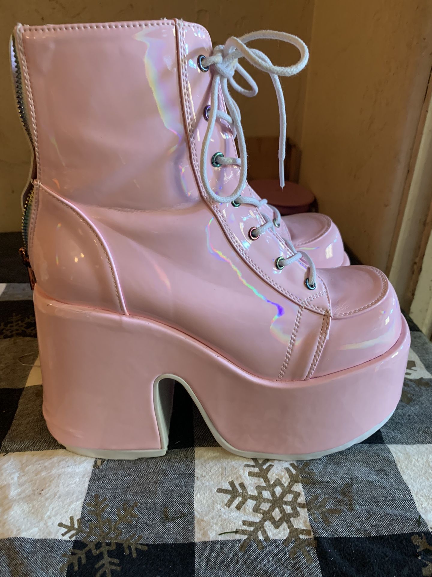demonia pink platform boots