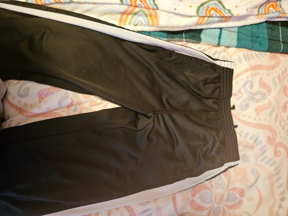 Black and White Joggers with Side Stripe
