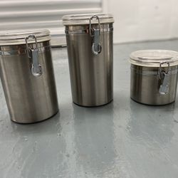 3 Stainless Steel Storage Containers W/ Locking Lids