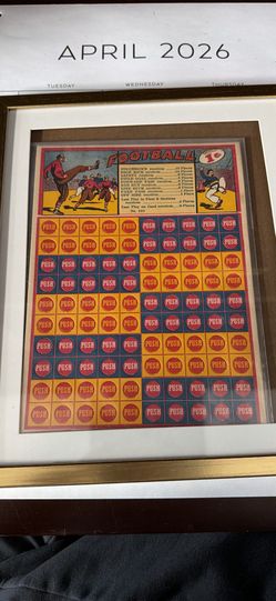 Vintage framed 1-cent football punchboard