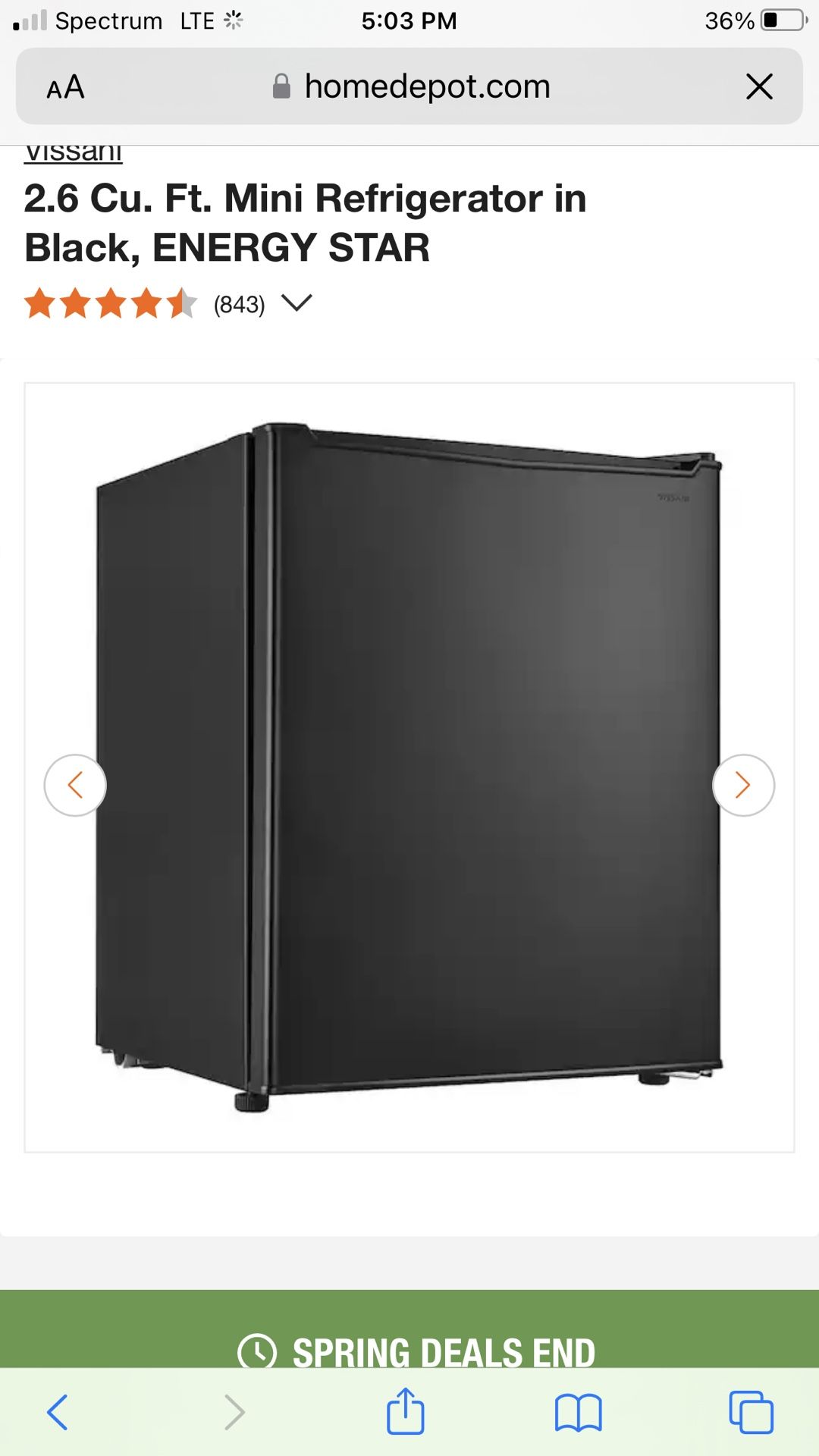 Mini refrigerator 2.6 CU.ft energy star brand new