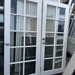 Doors set of 2 glass doors both same size  32 inches wide  77 inches height  Price is for both doors together
