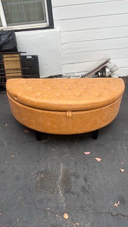 Large Half-Moon Tufted Storage Ottoman