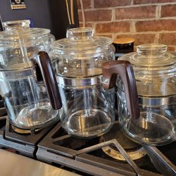 Antique  Glass Pyrex Coffee Pot Set