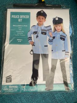 Kids Police Officer Costume Kit Size Small 4-6