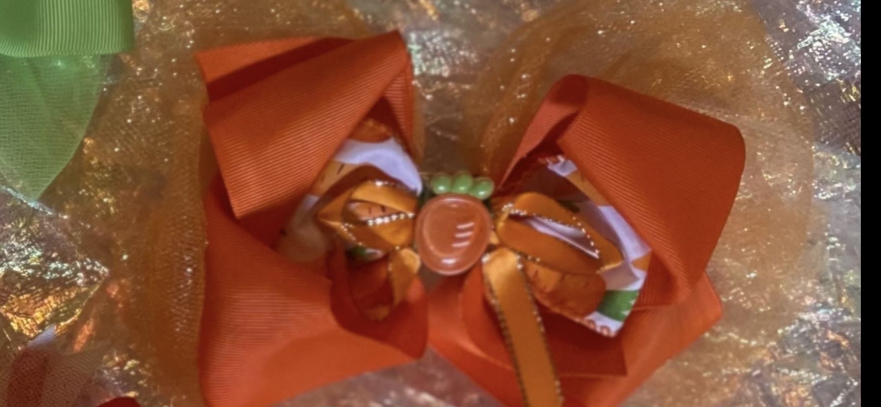 “ Hair Bow Homemade “ Orange With Carrots