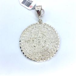 925 Sterling Silver Mayan Aztec Pendant 14.70g 43mm 207563/3