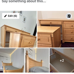 Solid Wood Bedroom Set — Bed + Desk + Drawers Twin