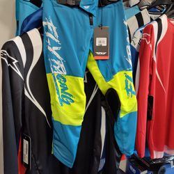 Fly Racing Motocross Pants โ Teal and Hi-Viz size 22 for kids