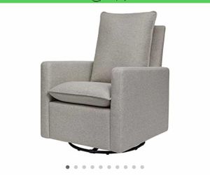 Babyletto Cali Pillowback Swivel Glider in Performance Grey Eco-Weave, Water Repellent & Stain Resistant, Fabric, Greenguard Gold and CertiPUR-US Cert