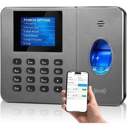 New In Box! New in box! App-Based Time Clock – Fingerprint Attendance for Small Business, iOS/Android Compatible, No Monthly Fee, Includes 10 IC Cards