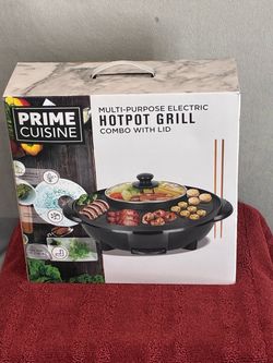 Prime Cuisine Electric Hot Pot Grill Combo with Lid – New