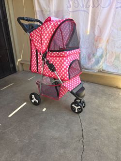 Pink Polka Dot Pet Stroller