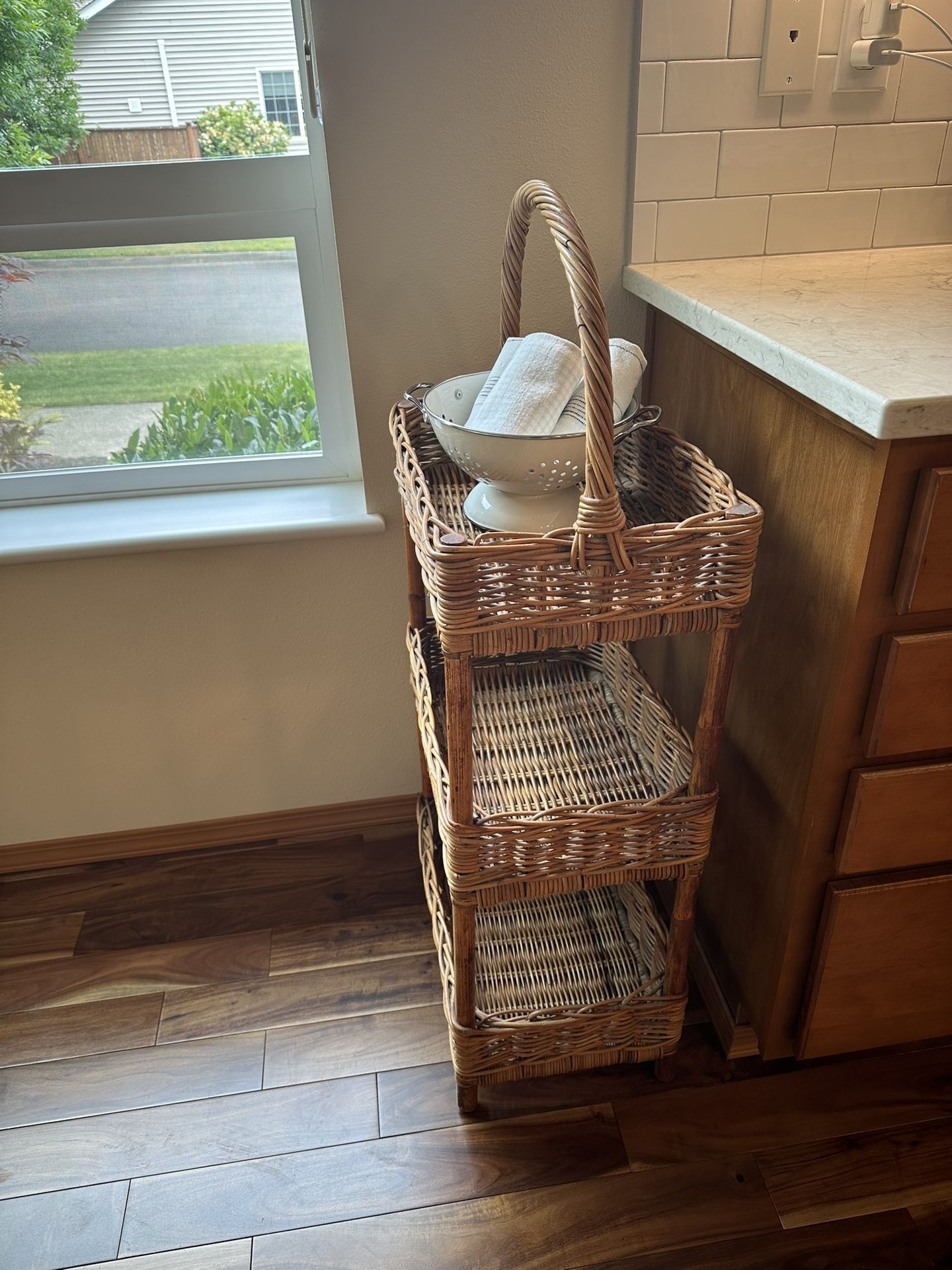 Three Shelf Wicker Stand