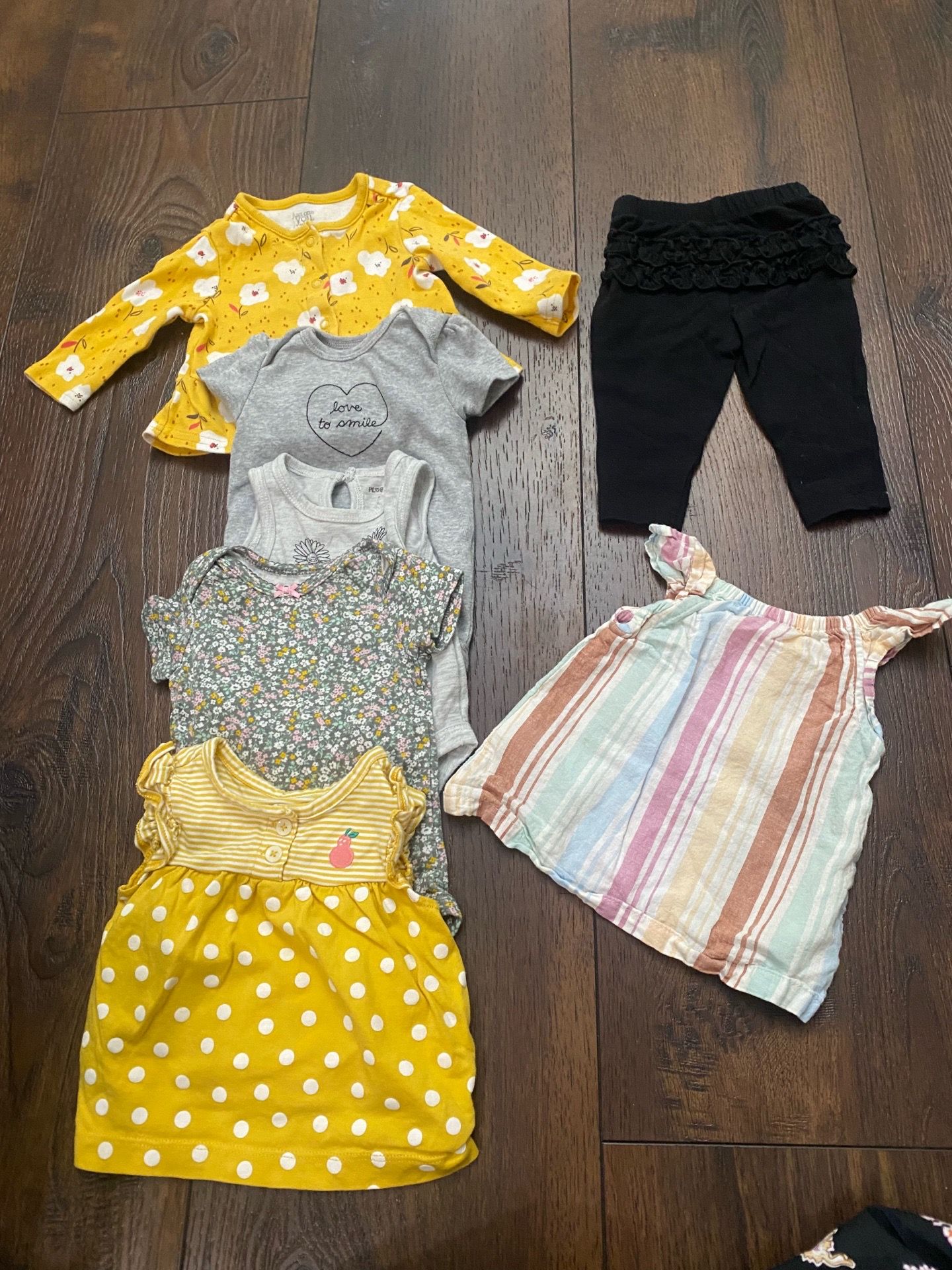 Lot of 7 girls shirts and pants size 3 months by carters #23