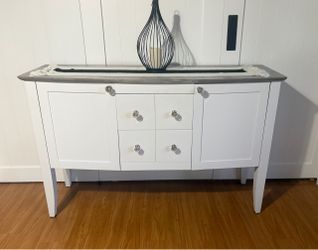 White Sideboard Buffet with Gray Top