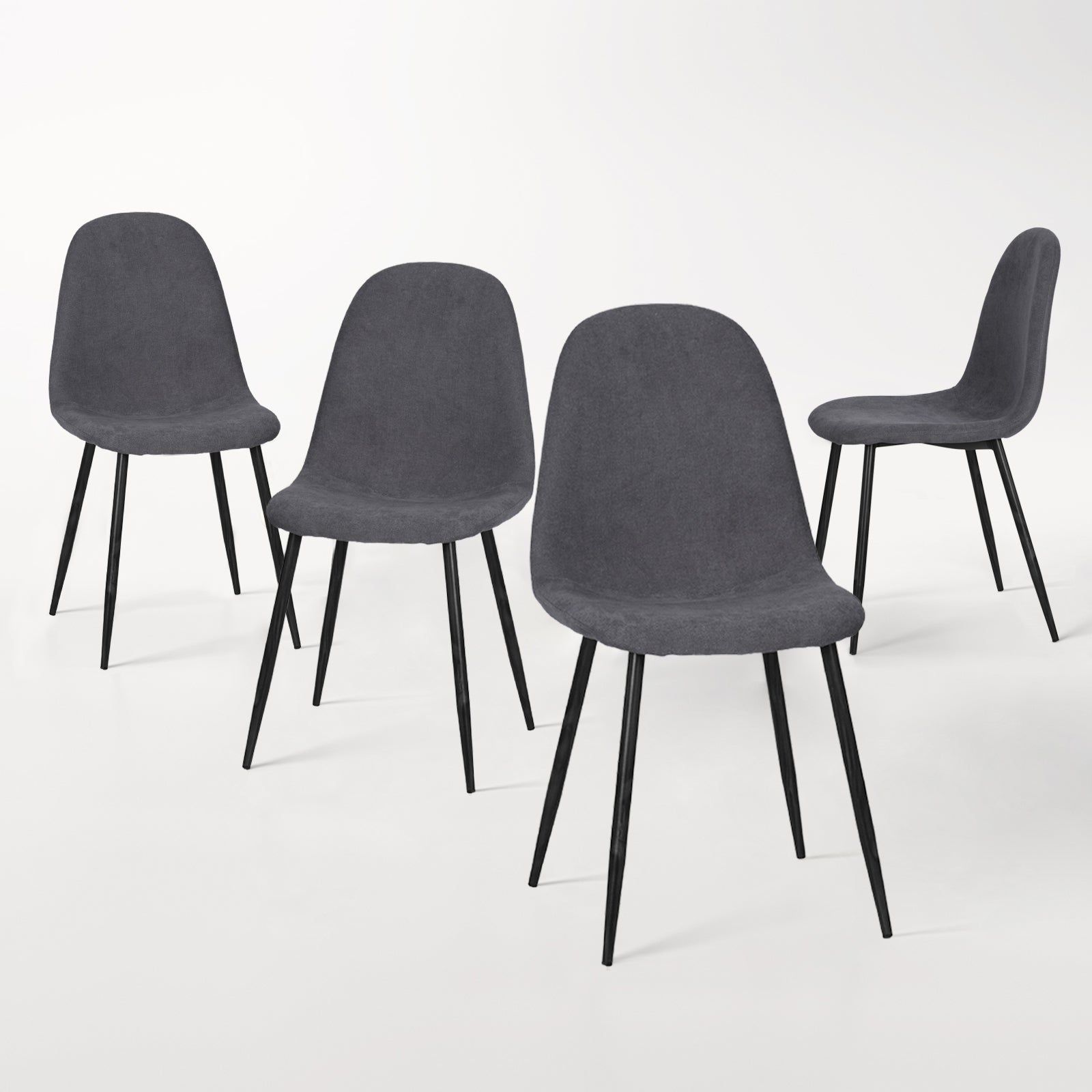 Homy Casa Charlton 4PC Terry Grey Fabric Dining Chairs, Open Box