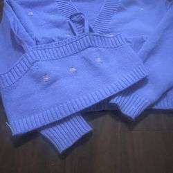 Shein Women’s Purple Cardigan Set With Flower Designs Size Small