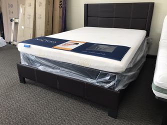 Full size platform frame with 5” mattress and box springs