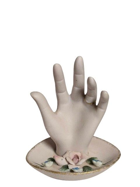 Kelvins vintage mid-century pink bisque ring holder 4"