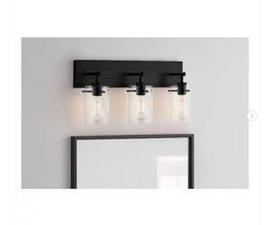 Hampton Bay Regan 21 in. 3-Light Matte Black Bathroom Vanity Light - New
