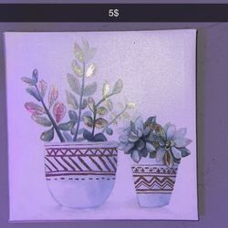 green and white floral picture with gold accents 