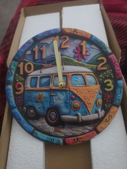 Colorful VW Bus Wall Clock