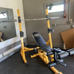 Powetech Squat/bench Rack With Bench And Olympic Barbell