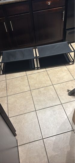 Black Metal 2-Tier Shoe Rack