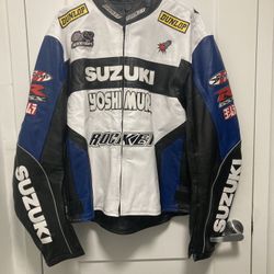 SUZUKI MOTORCYCLE JACKET (MEN’S XXL/LEATHER/MULTICOLOR) 🏍️