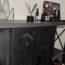 Modern Industrial Bar Cabinet with Wine Storage