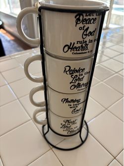 New never used religious scripture, coffee mugs