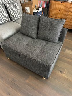 Small Gray Pull-Out Sofa Couch